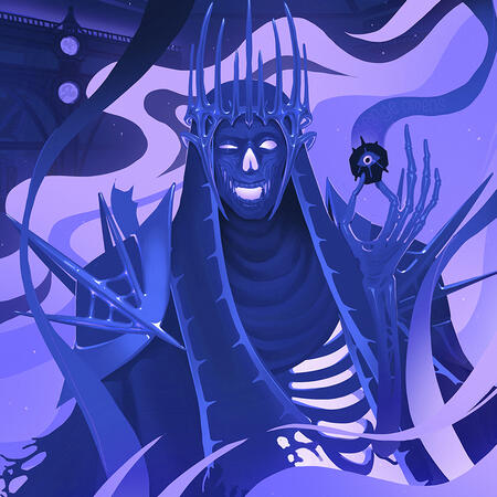 Artwork of a lich surrounded by magic